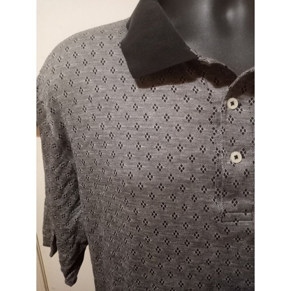Polo Golf Ralph Lauren Mens XL Short Sleeve Polo Shirt Cotton Gray Geometric - Picture 4 of 12